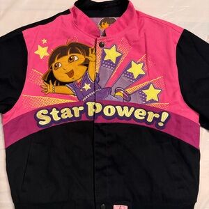 JH Designs Nostalgic Dora the Explorer Star Power Girls Bomber Jacket Sz XL